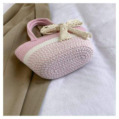 Korean style Woven Handbags with lace bow🌷✨_img_11