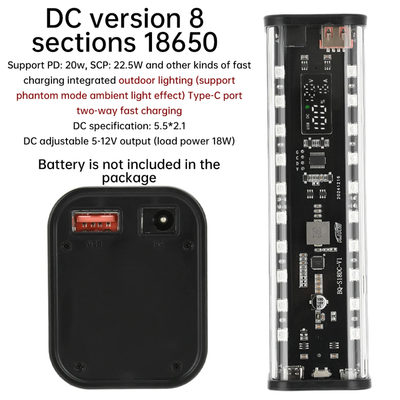 Fast Charging 8pcs 18650 Battery Power Bank Case Adjustable DC Voltage with White and RGB LED Light_img_0