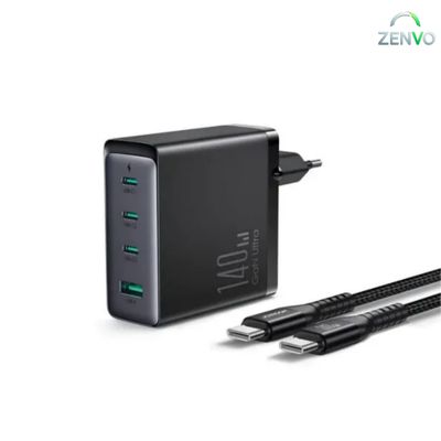 JOYROOM GaN Ultra JR-TCG05EU 140W 3C1A Fast Charger With C To C Cable – 2 Pin_img_0
