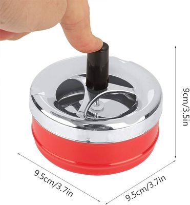 Ludlz Round Push Down Cigarette Ashtray with Spinning Tray, Large Stylish Metal Windproof Press Rotating Lid Home Office Hotel Ashtray Smoker Gift_img_1