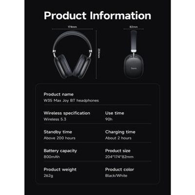 HOCO W35 Max Wireless Bluetooth Headphones-Black_img_4
