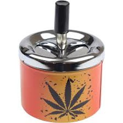 1pcs Windproof Press Rotating Lid Ashtray Metal Modern Gift Home el Rotating r Ashtray Office For Men D1H9_img_1