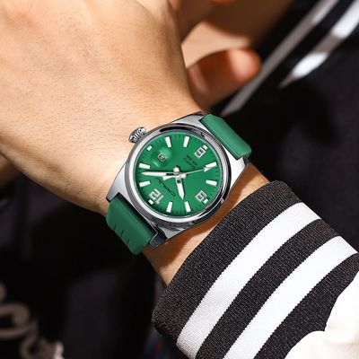 CRRJU 5027 Green Silicone Band Casual Men’s Watch with Date Display_img_2