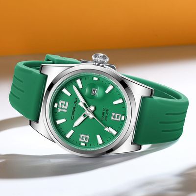 CRRJU 5027 Green Silicone Band Casual Men’s Watch with Date Display_img_3