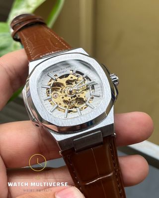 PATEK PHILIPPE Silver Brown Belt_img_0