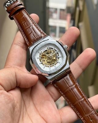PATEK PHILIPPE Silver Brown Belt_img_1