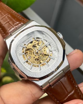 PATEK PHILIPPE Silver Brown Belt_img_2