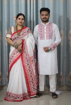 Panjabi Sharee with Blouse Piece Couple Set_img_5
