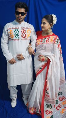 Panjabi Sharee with Blouse Piece Couple Set_img_0