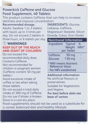 Power Kick Extra Energy Caffeine & Glucose Tablets x 40 - Made in UK_img_2