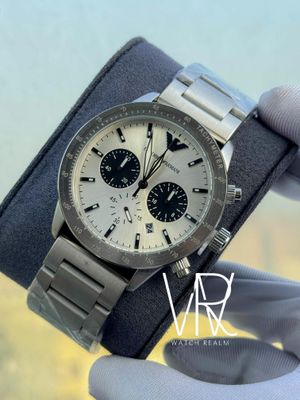 ARMANI MATT SILVER CHAIN WHITE DIAL BLACK SUB_img_1