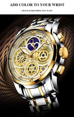 LIGE 8942 Men Military Sport Wrist Watch Gold Quartz Steel 30ATM Waterproof Date Male Clock Sport Watches Relogio Masculino2022_img_1