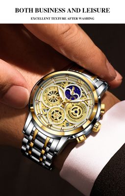 LIGE 8942 Men Military Sport Wrist Watch Gold Quartz Steel 30ATM Waterproof Date Male Clock Sport Watches Relogio Masculino2022_img_3