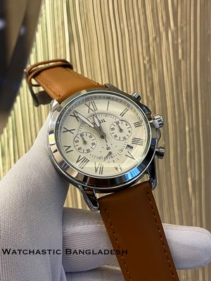 FOSSIL Q MUSTARD BELT SILVER CASE WHITE DIAL_img_0