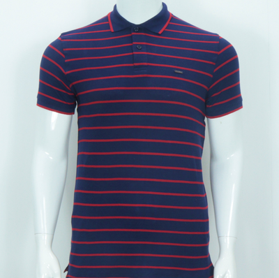 Men's Red & Blue Stripe Polo T-Shirt | 100% Cotton | Breathable Summer Wear | Palli_img_2