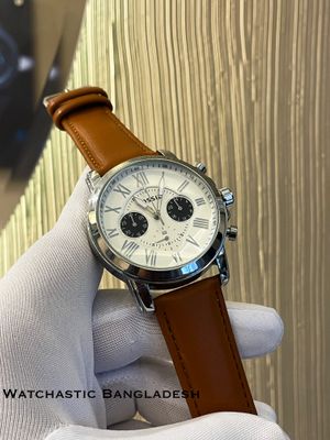 FOSSIL Q MUSTARD BELT SILVERCASE WHITE DIAL BLACK SUB_img_0