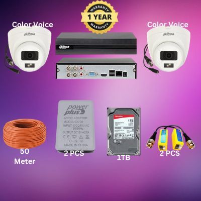 Dahua 4CH XVR 2pcs Color Audio 2MP camera package_img_0