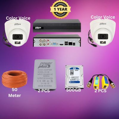 Dahua 4CH XVR 2pcs Color Audio 2MP camera package_img_0