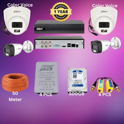 Dahua 4CH XVR 4pcs Color Audio 2MP camera package_img_0