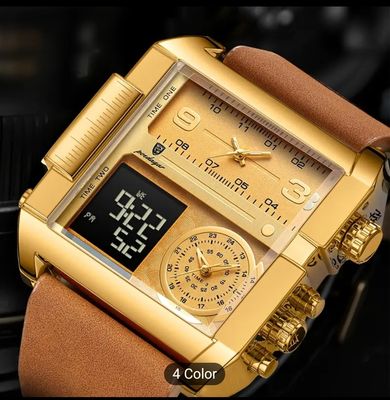 Unisex Faux Leather Trendy Quartz Watch with Luminous Alarm And Timer_img_0
