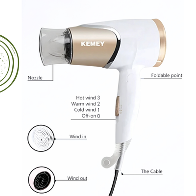 KEMEY KM-6832 mini foldable hair dryer_img_1