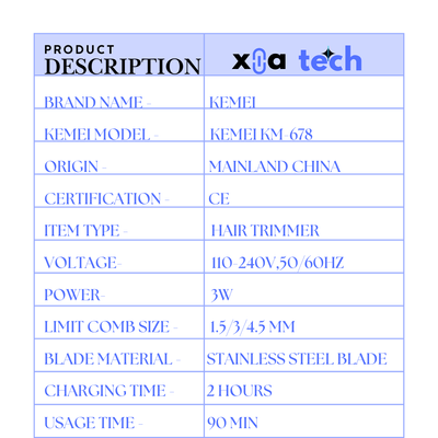 KEMEI KM-678  Professional Hair trimmer_img_3
