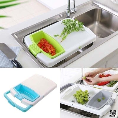 Multi-functional Chopping Board Water Drain Storage Basket/Plastic Cutting Board with Strainer/3-in-1 Household Fruit Vegetable Container Drain Basket_img_0