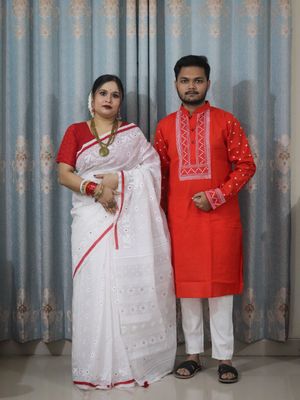 Panjabi Sharee with Blouse Piece Couple Set_img_3