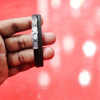 22mm Anchor Desgin Black Color Leather Bracelet Stainless Steel Retro Style Bracelets Boyfriend Gifts pulsera hombre_img_0
