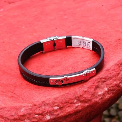 22mm Anchor Desgin Black Color Leather Bracelet Stainless Steel Retro Style Bracelets Boyfriend Gifts pulsera hombre_img_1