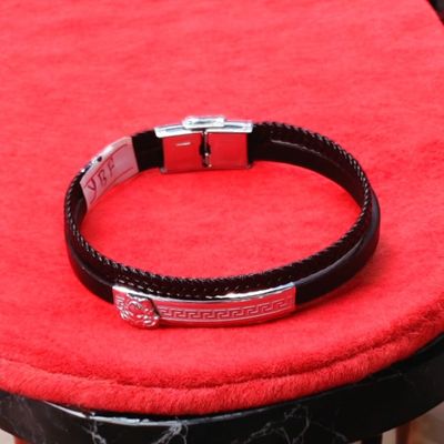 22mm Anchor Desgin Black Color Leather Bracelet Stainless Steel Retro Style Bracelets Boyfriend Gifts pulsera hombre_img_1
