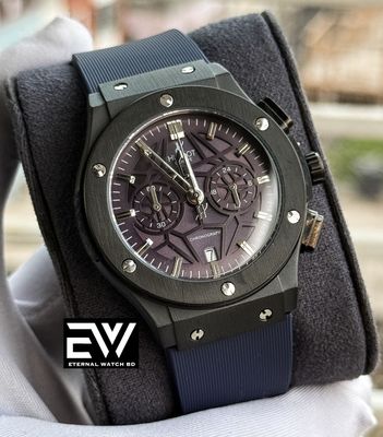 HUBLOT SPIDER BLUE SILICON BELT BLUE DIAL BLACK CASE_img_0