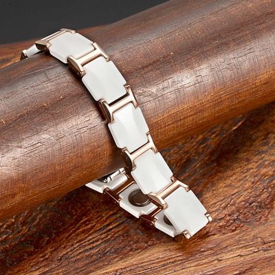 Men\'s Ceramic Bracelet High-tech Blue Ceramic Bracelet with Hematites and Magnets Inlay China Manufacturer_img_4