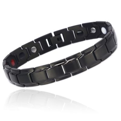 Vinterly Black Ceramic Bracelet Hand Chain Men Bracelet Healing Energy Magnetic Hematite Ceramic Bracelets Bangles for Men Women_img_1