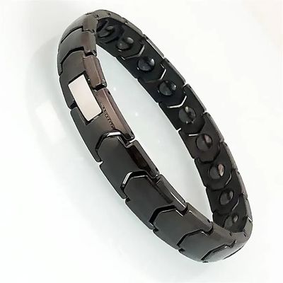 Vinterly Black Ceramic Bracelet Hand Chain Men Bracelet Healing Energy Magnetic Hematite Ceramic Bracelets Bangles for Men Women_img_3