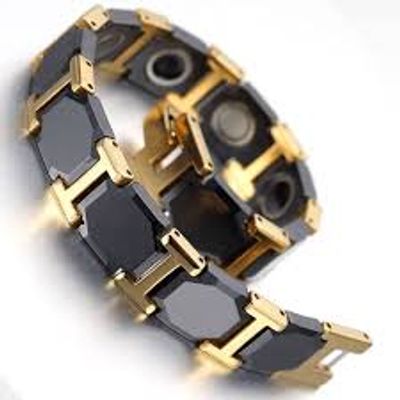 Black Cross Bracelet Men Stainless Steel Chain Ceramic Bracelet Male Germanium Wrist Band Magnetic Therapy Arthritis Men Jewelry_img_4