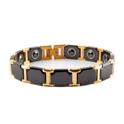 Black Cross Bracelet Men Stainless Steel Chain Ceramic Bracelet Male Germanium Wrist Band Magnetic Therapy Arthritis Men Jewelry_img_5
