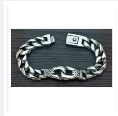 Men's Stainless Steel Polished Silver Heavy Huge Curb Link Chain Bracelet_img_0