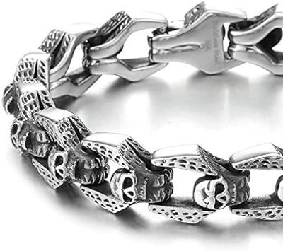 Men's Stainless Steel Polished Silver Heavy Huge Curb Link Chain Bracelet_img_1