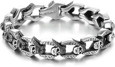 Men's Stainless Steel Polished Silver Heavy Huge Curb Link Chain Bracelet_img_2