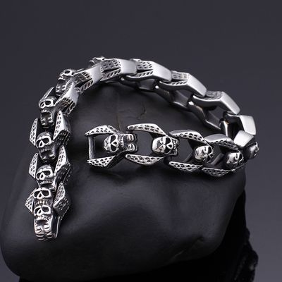 Men's Stainless Steel Polished Silver Heavy Huge Curb Link Chain Bracelet_img_3