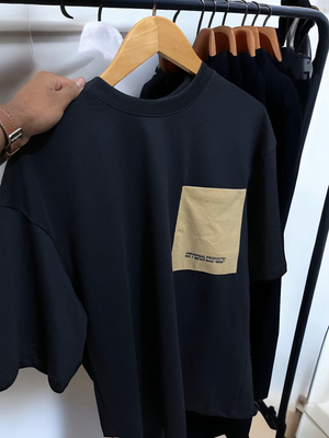 Heavy Weight Navy Arc Oversized T-shirt With Pocket._img_5