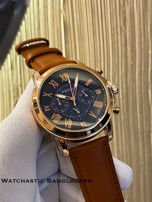 FOSSIL Q MUSTARD BELT ROSE GOLD CASE BLUE DIAL_img_0
