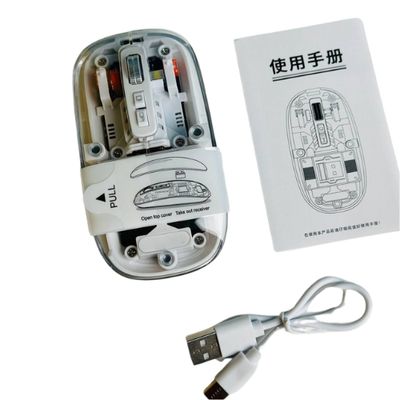 GearUP WM30 Transparent Crystal 2.4G + Bluetooth Magnetic Wireless Mouse - White_img_0