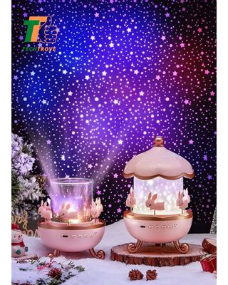 Rotating Cabin Projector Lamp Star Projector Night Light for Kids Baby carousel night light_img_1