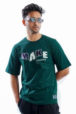 ‘MAKE IT HAPPEN’ BOTTLE GREEN LONG SLEEVE TEES_img_1