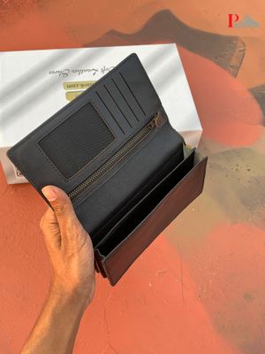 Black Double Chamber Long Wallet_img_2
