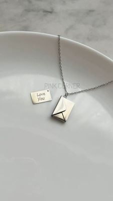Envelope Necklace with Love you Card + Black Box and Random Flower bouquet_img_2