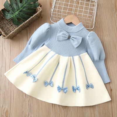 Kids Girls Winter Knit Bow Warm Long Sleeve Party Dress (6 months to 5 years) for BABUU_img_4