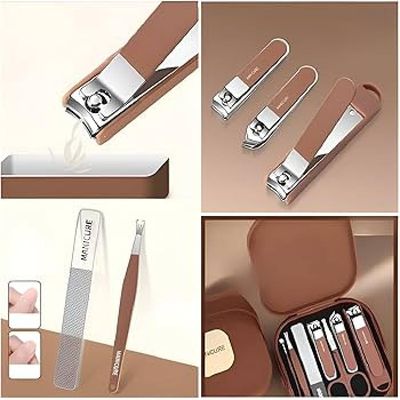 7 pcs Manicure Pedicure Nail Cutter Box Set Stainless Steel_img_2